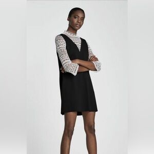 Zara Black Dress with White Lace Sleeves